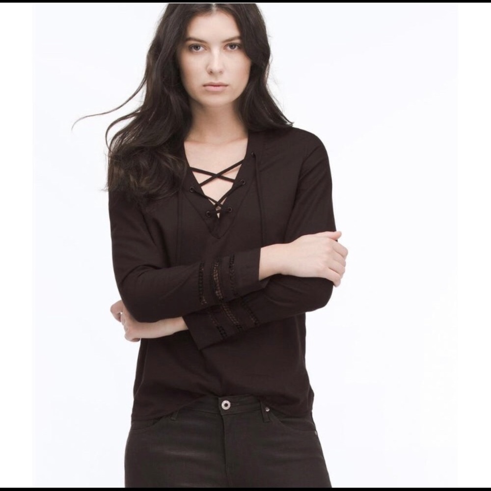 AG Bliss Black Lace Up Top